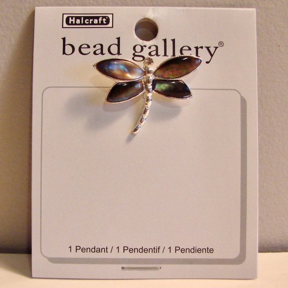Dragonfly Necklace Pendant Silver Tone Black Shell Inlay BRAND NEW NWT - Picture 3 of 5